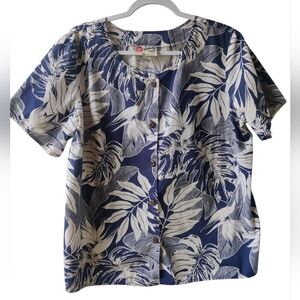 XL The Original Hawaiian Women's Vintage 80's 90's Print Button-Up Shirt